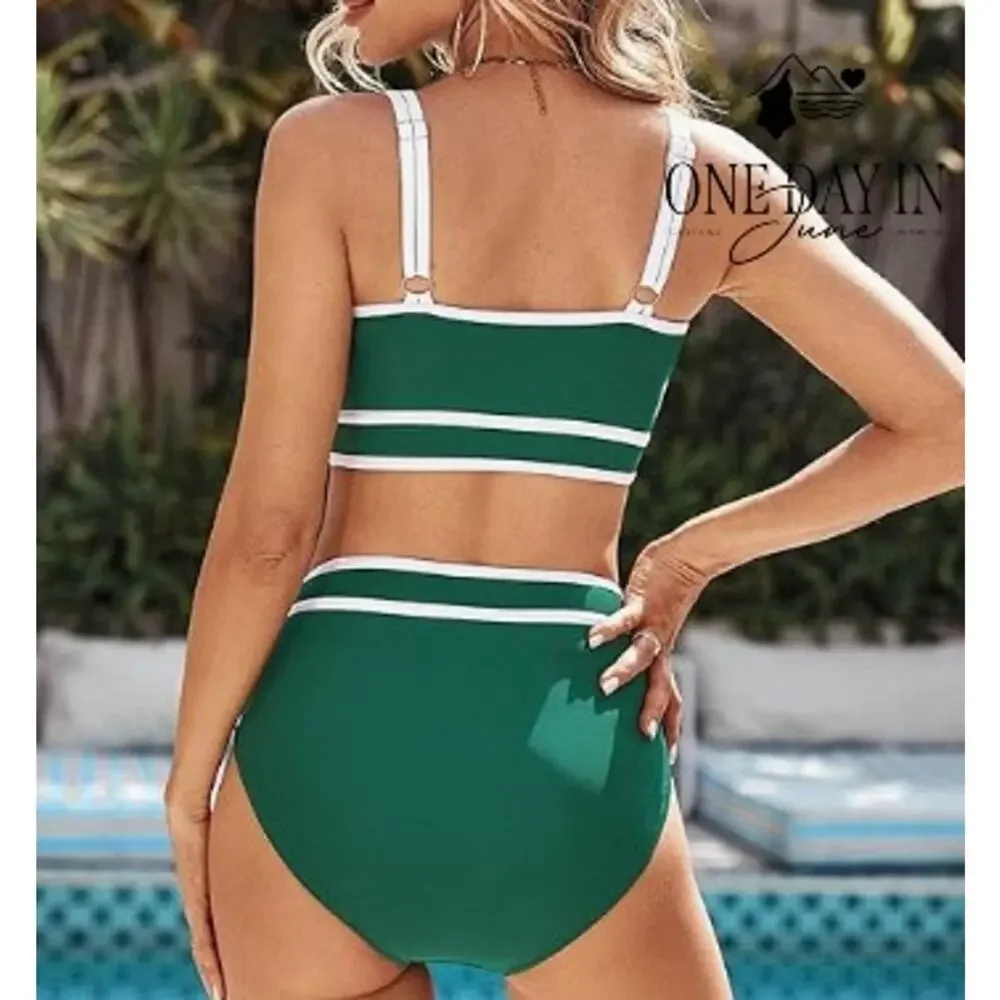 Blooming Jelly High Waist Crop Bikini Swimsuit Size L - Picture 2 of 7